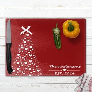 Personalized Holiday Glass Cutting Board